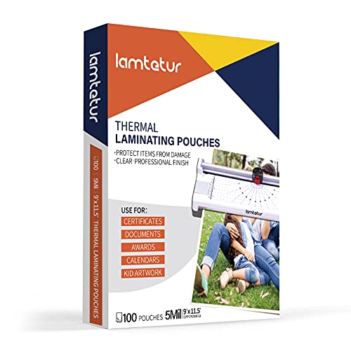 Image of Lamtetur Thermal Laminating Pouches 9 inchx11.5 inch Inches 5mil 100Pcs Letter Size
