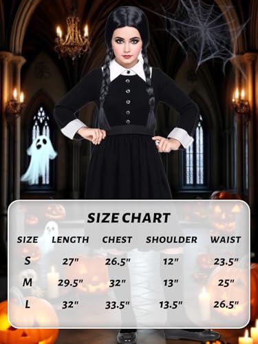 Vestido negro con cuello para niñas disfraz escolar cosplay miniatura 5