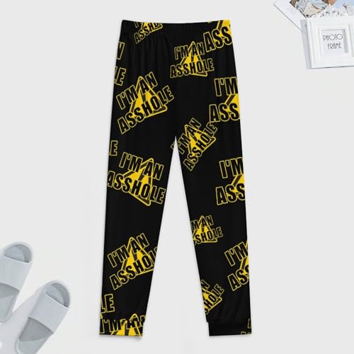 Warning I'M An Asshole Pajama Pants Men Pjs Elastic Waistband Sleep Lounge Pants Lightweight Loungewear3