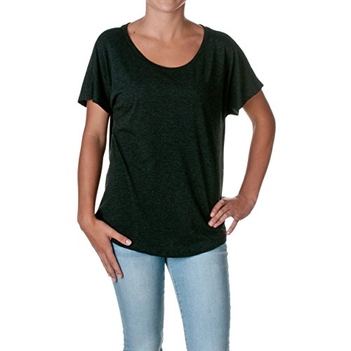 Next Level Apparel Women's Tri-Blend Dolman Top, Black Heather, X-Large