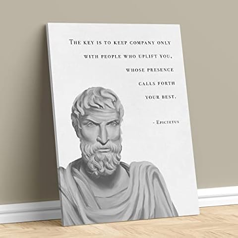 MAXFOUNDRY Epictetus Hand-drawn Artwork, Wrapped Canvas, Epictetus Quote, Ancient Greek Philosopher, Stoicism Print, Philosophy Gift, Stoic Wall Art 18x24 in | 45x60 cm Cover