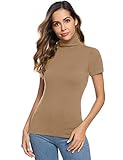 Tolles Basic Kurzarm Shirt mit Rollkragen, weich und elastisch, sind schön leicht zum zum Unterziehen unter Blusen, Poncho usw. Die Rollis sind praktisch für Sommer und Winter. Einerseits kann man sie so sehr gut einzeln tragen, andererseits eignen sie sich prima zum Unterziehen, sind nicht zu warm und durch den Halbarm bestens dafür geeignet.