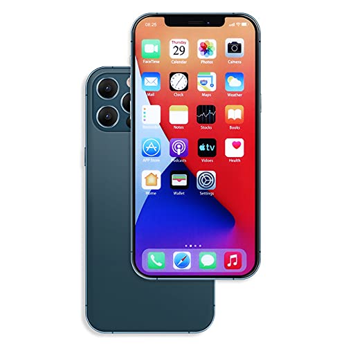 Raytonee Fake Phone Metallic Model [2nd Gen] Dummy Display Non-Working Replica Phone Toy for Phone 12 Pro 6.1 Inch (Blue Menu Screen)