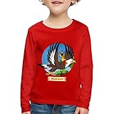 Spreadshirt Yakari Indianer Fliegt Auf Großer Adler Kreislogo Kinder Premium Langarmshirt, 110-116, Rot