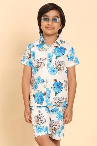 Image of Boys Printed Casual Shirt Short Sleeve Button Down Beach Shirt for Kids