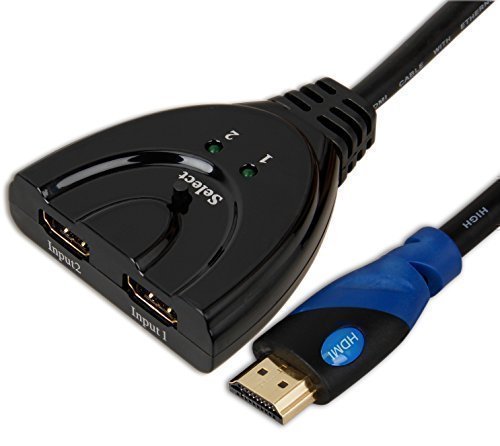 Sl2103pt1m is a 2×1 Port HDMI Switch2×1 with 3feet Hdmi Pigtail Cable in ABS Black