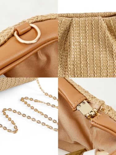 Image of BRYCTSISEN Women Straw Beach Clutch Purse Handbag Summer Elegant Vacation Style Shoulder Bag Crossbody Bag