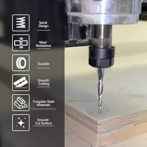HOZLY Kugelkopffräser Konische CNC Fräser Kugelfräser 2 Stück, R0.5 Spiralnutfräser Bit 6mm Schaft 2 Flöten Schaftfräser HRC55, 0,5mm Radius CNC Schnitzbits mit AlTiN Beschichtung für 2D /3D Gravu