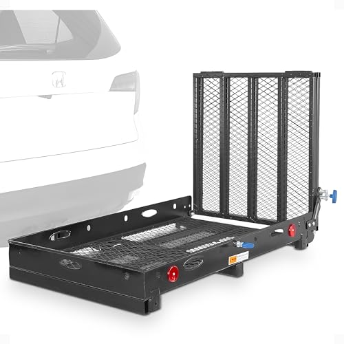 Silver Spring Folding Steel Wheelchair Carrier with Ramp & Hitch Mount, 48' x...