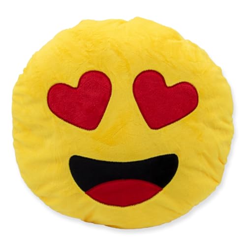 SCATTO ENERGIA CREATIVA | Cuscino Emoticon con Sorriso e Occhi a Cuore – 30 cm – Morbido e Divertente – Arredo Letto o Divano