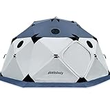 QualyQualy Ice Fishing Tent, Ice Fishing Shelter with Floor, 8-10 Person Pop-Up Portable Ice Fishing Tent Insulated with Stove Jack, Winter Windproof Ice Shack with 3 Layer Fabric with Carrying Bag