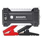 BOCIOFO Starthilfe Powerbank für pkw, 6000A Auto Starthilfe Powerbank 12V (Bis zu 10L Benzin/10L Diesel), Booster Auto Starthilfe mit Starthilfekabel Taschenlampe USB Schnellladung 3.0