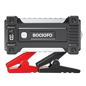 BOCIOFO Starthilfe Powerbank für pkw, 6000A Auto Starthilfe Powerbank 12V (Bis zu 10L Benzin/10L Diesel), Booster Auto Starthilfe mit Starthilfekabel Taschenlampe USB Schnellladung 3.0