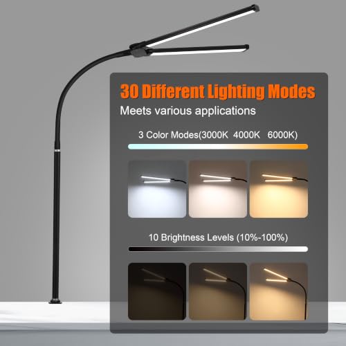 Image of LED Monitor Light Bar with Clamp, USB Powered Dimmable Desk Lamp, 3 Color Modes, Adjustable Brightness, Flexible Gooseneck, 24 Inch Eye-Caring Task Light for Study, Office & Reading