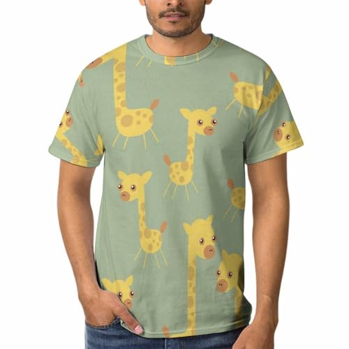 T-shirt girafe jaune homme col rond tee shirt manches courtes imprimé