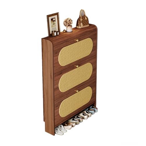Meuble à chaussures autoportant fin et étroit pour couloir avec rangement vertical