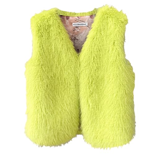 Chaleco de pelo sintético para mujer con cuello en V, abrigo corto y suave de invierno