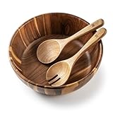 JF JAMES.F Salatschüssel Holz Große Set 3-teilig, inkl Salatbesteck,Obstschale, Geschirr,Obstkorb, Holzschale, Bowl Deko Schalen aus Akazienholz vielseitige Servierschale Schüsseln Set