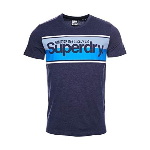 Superdry Men's Core Logo Stripe Tee Casual Shirt, Princedom Blue Marl, S Cover