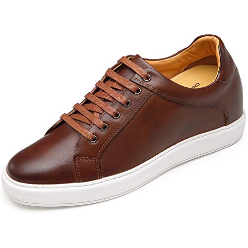 CHAMARIPA Men's Elevator Running Shoes Invisible Height Increasing Shoes 2.76 Inch Comfortable Casual Leather Sneaker Black H01C131B071D