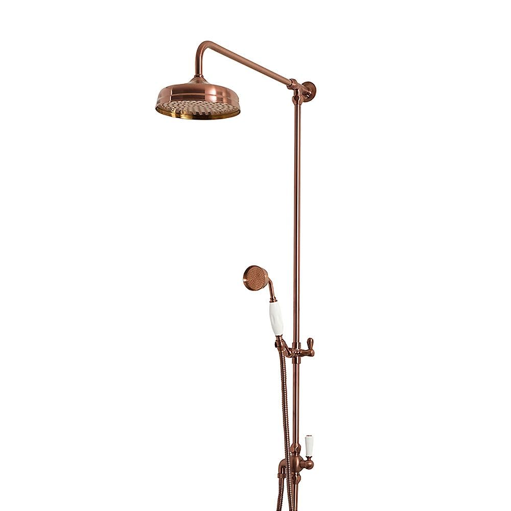 Milano Brushed Copper Elizabeth Rigid Riser Fixed Shower Head Handset