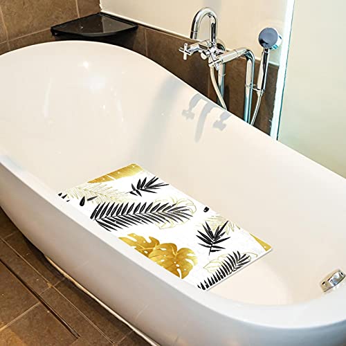 Tapis de salle de bain antidérapant noir doré avec ventouses de sécurité