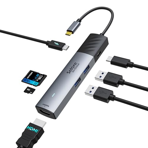 USB C Hub with 4K@60Hz HDMI USB C Splitter Multiport Adapter 100W Power Delivery Adapter Type C Hub for mac with 5Gbps USB C 2 USBA 3.0, PD, TF/SD, USB C Dongle for MacBook Pro/Air, Lenovo, HP, Dell