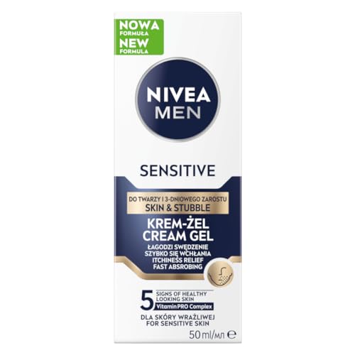 NIVEA MEN Sensitive Creme-Gel für Gesicht und 3-Tage-Barn, 50 ml