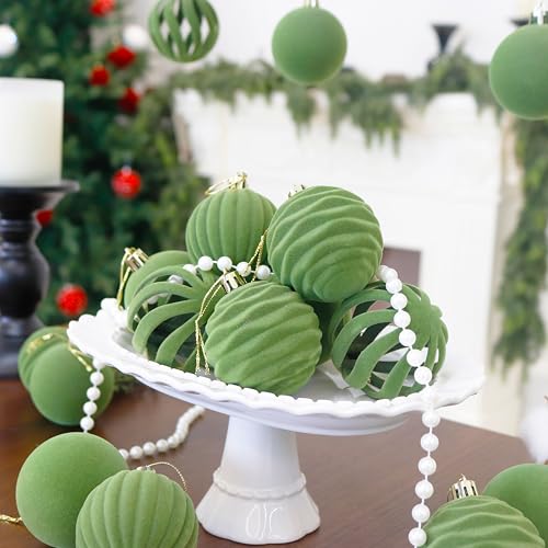 Image of 6inch Big Velvet Christmas Ornaments for Xmas Trees, 2 pcs Flocked Christmas Balls Sets for Holiday Decor