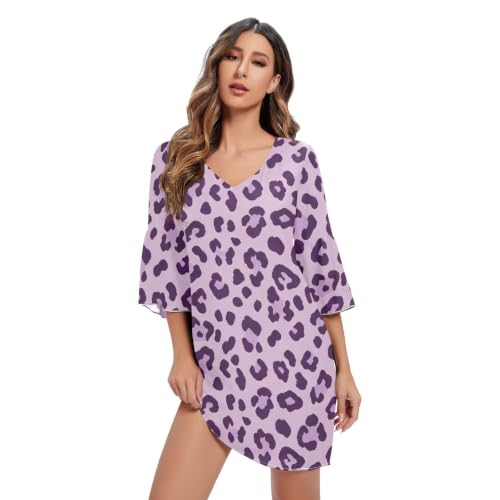 Robe en mousseline léopard violette idéale pour vos soirées d'été