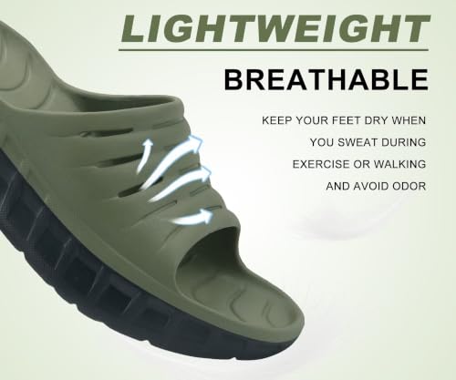 Image of KuaiLu Mens Recovery Sandals Orthotic Arch Support Open Toe Sport Slides Thick Cushion Orthopedic Plantar Fasciitis Slip On Wide Width Summer Pool Beach Waterproof