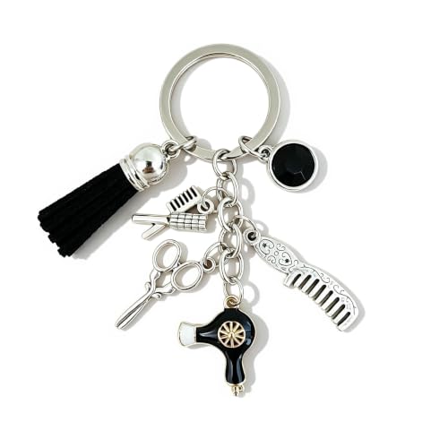 Meimimix Comb Scissors Charm Keychain Hairdresser Hair Stylist Gift Cosmetology Tassel Jewelry