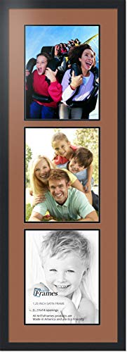 ArtToFrames Collage Photo Frame Double Mat with 3 - 11x14 Openings and Satin Black Frame