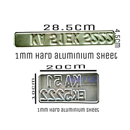 Image of Pradeep Bike|Personalized Printed Bike NumberSheet,Front&Back,Fancy,Anti Rust,Reflective, Embossed Characters with buyer's Vehicle Number on Aluminium Plate | for Bike (Pre Hole, White)