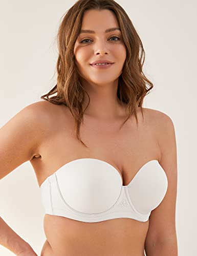 Deyllo Women’s Strapless Bra Underwire Full Coverage Multiway Bra Plus Size Red Carpet(White, 42C) #TOP1