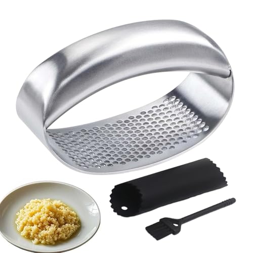 ニンニクプレスロッカー,エルゴノミック ステンレス スチール 手動式,ガーリックプレスロッカー 生姜おろし - 生姜、家庭用、業務用、レストラン、パーティー、キャンプ、バーベキュー、料理、新築祝い用