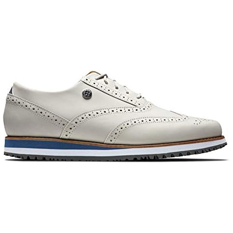 Footjoy Women's Sport Retro Golf Shoe, White Blue Cover