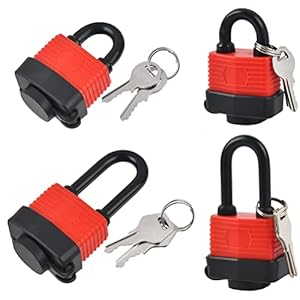 N/A Heavy-Duty Waterproof Keyed Padlocks 4-Pack