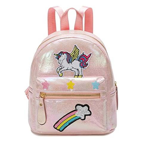 Qiuhome Unicorn Mini Backpack Leather Backpack for Girls(Light Pink) Cover