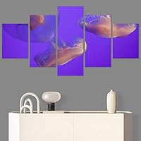 SIGNWIN 5 Panel Canvas Wall Art Neon Clouds for Home Decorations Ready to Hang - 60