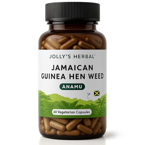 Jolly's Herbal Jamaican Guinea Hen Root, Anamu Herb, 100% Wild Harvested, 60 Vegi Capsules (Pack of 1)