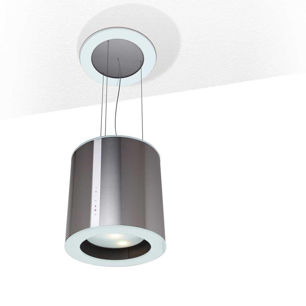 Cata Campana Extractora ISLA MOON, 3 Velocidades, Panel Control Táctil, Capacidad Extracción 645m3/h, Motor BT2 Extra Silencioso, LED, Fácil Instalación, Filtros Incluidos, Acabo Inox y Cristal Blanco