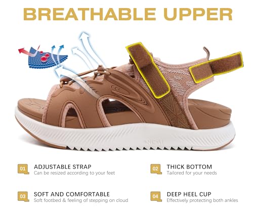 Image of ONCAI Walking Sandals for Women,Sport Athletic Hiking Sandals With Arch Support Orthotic Outdoor Footbed for Plantar Fasciitis, Sandalias Mujer with Adjustable Straps (US Size 6-12)