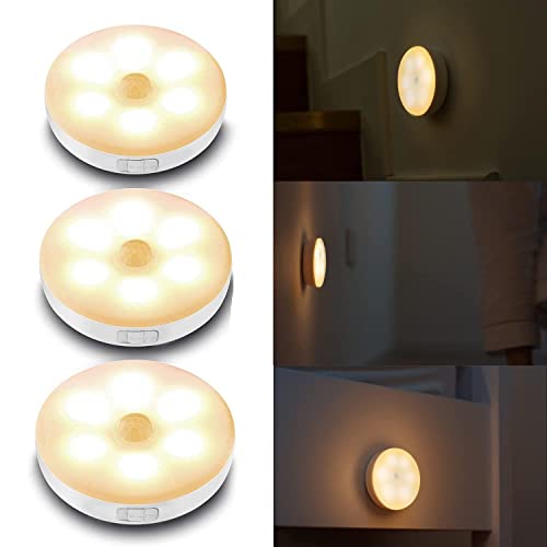 3Pcs Lampe Détecteur de Mouvement,Cadrim Lampe de Placard/Armoire,Veilleuse Led,Lampe à Led Sans Fil,Rechargeable Lampes de Nuit pour Vitrines,Cuisine,Chambre,Coiffeuse,Couloir,Escalier Cover