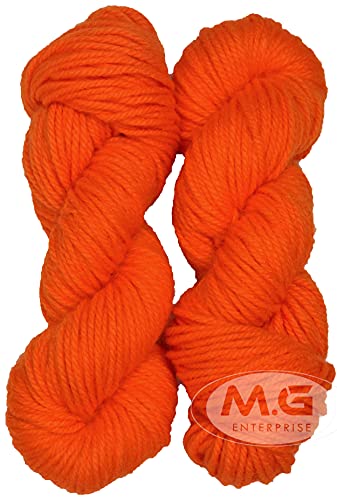 Image of M.G ENTERPRISE Os wal Knitting Yarn Thick Chunky Wool, Varsha Orange 400 gm Best Used with Knitting Needles, Crochet Needles Wool Yarn for Knitting. by M.G ENTERPRISE Os walR
