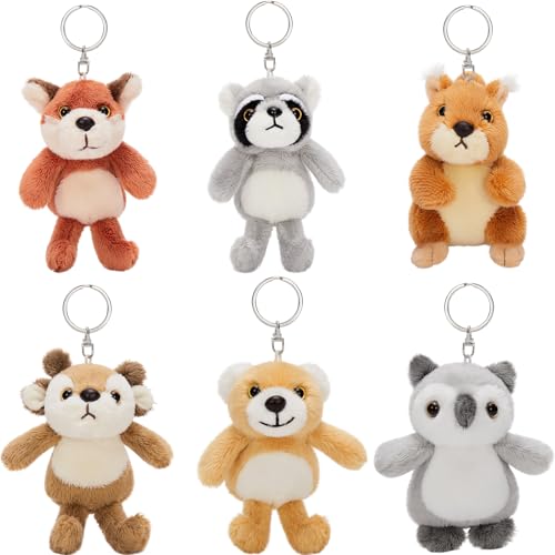 Image of Tezituor 6 Pack Cute Plush Keychain Toys 5 Inch, Kawaii Stuffed Animal Plushie Keychains Set for Kids Backpack Purse Charms, Pendant Gift for Women