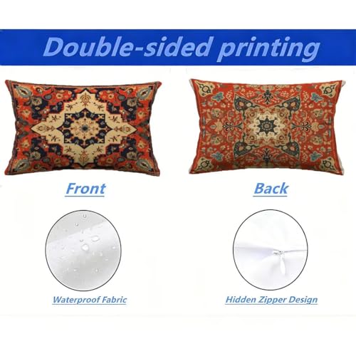 Housse de coussin extérieur impérméable 40x70 résistant aux UV rouge - 3