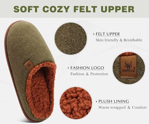 Image of KuaiLu Mens House Memory Foam Slippers with Comfortable Warm Plush Lining | Casual Slip On Lightweight Bedroom Pantuflas,Cushion Orthopedic Arch Support Walking Outdoor Garden Footwear US7-15