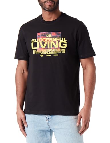 Diesel T-Just-N5 Maglietta Camisa, Black Black Black, L para Hombre