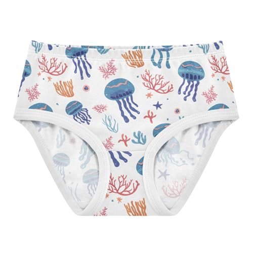 Wusikd Cute Jellyfish Girls' Underwear Cotton Coral Girls Briefs Soft Toddler Underwear 2T
